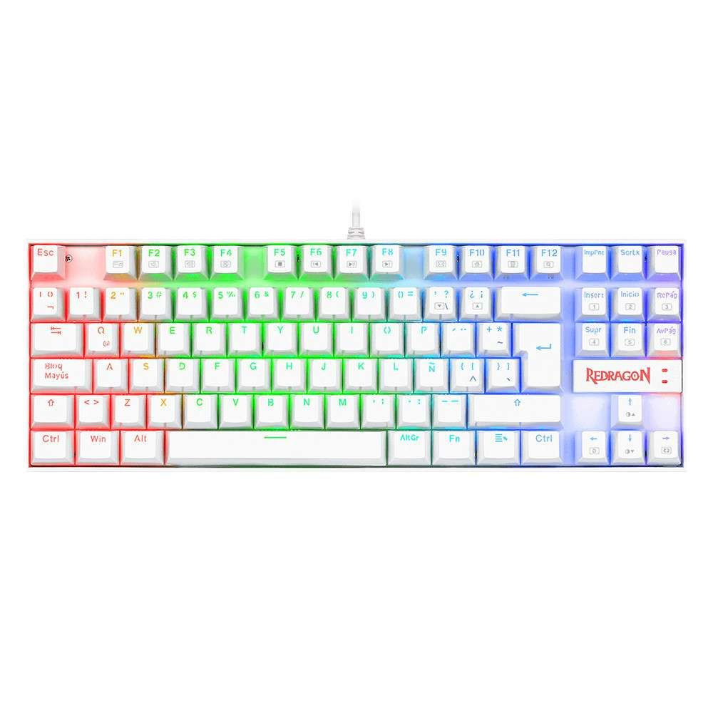 TECLADO REDRAGON K552W RGB BLANCO KUMARA BLUE-SWITCH ES MECANICO